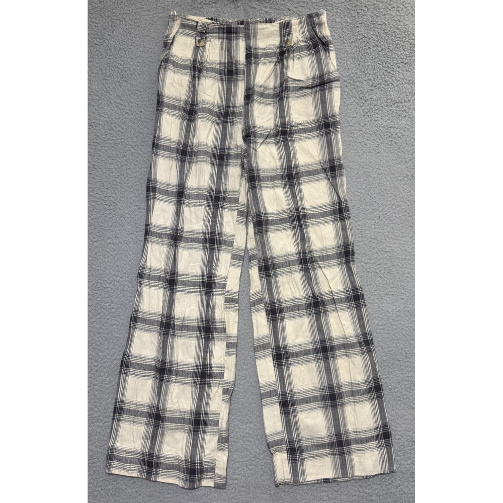Native Youth Womens Plaid Pants Size Medium 100% Cotton Pockets